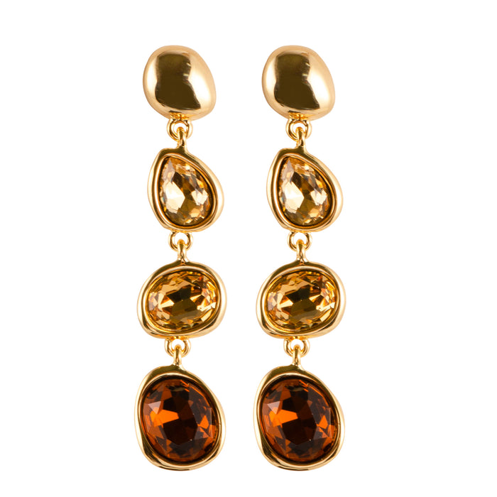 Wholesale Fashionable and exquisite vacation style colorful crystal gemstone tassel earrings with high-end feel, long silver needle earrings