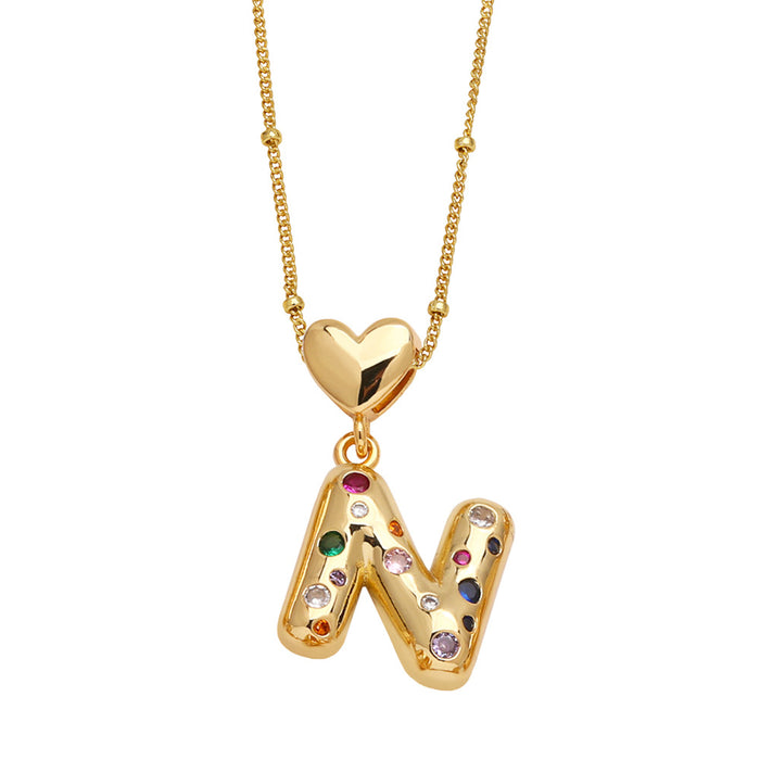 Wholesale  Love  English Letter Necklace Women's Color Zircon Gold Plated Clavicle Chain