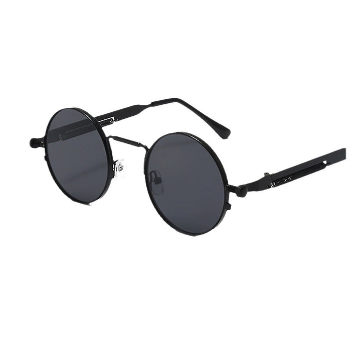 Wholesale New Fashion Round Steampunk Sunglasses Spring Legs Metal Too Glasses