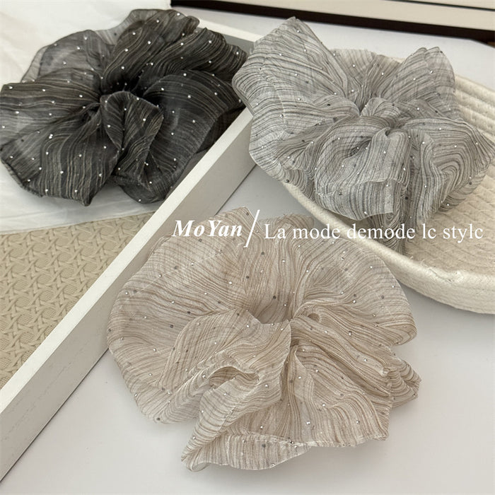 Wholesale drilling large intestine hair ring female high sense striped head rope hair rope