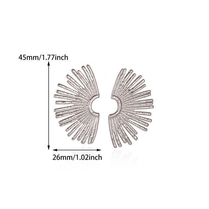 Wholesale Titanium steel fan-shaped sunburst earrings with a stylish