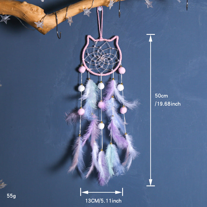 Wholesale Trendy Handmade Dreamcatcher Pendant with Feathers Iron Frame Bag Charm