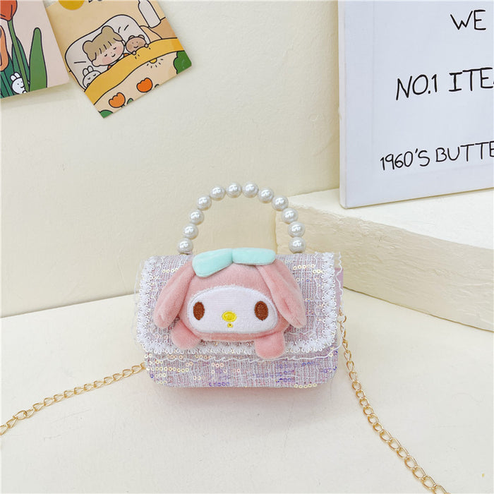 Wholesale PU Sequin Children's Accessories Bag Pearl Portable Shoulder Crossbody Bag JDC-SD-GM004