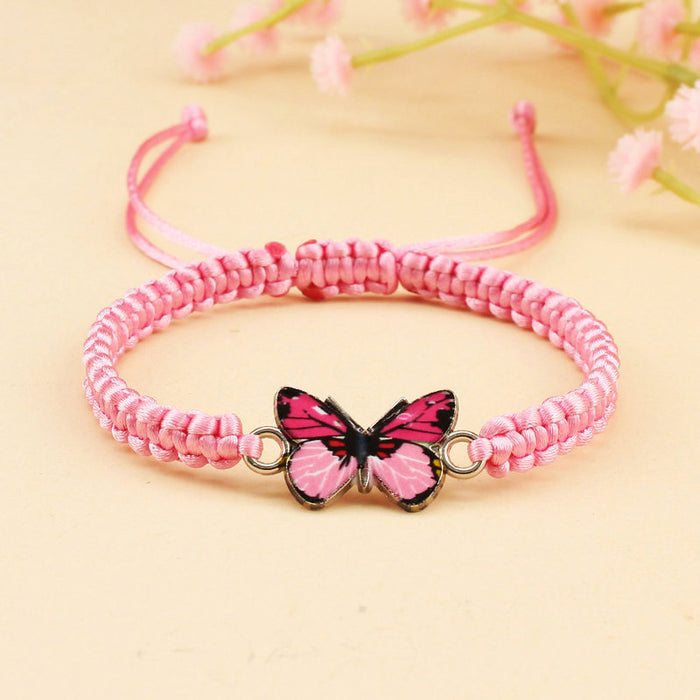 Wholesale hand-woven flat knot adjustable red rope bracelet for men and women couples best friend butterfly bracelet