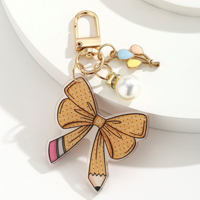 Wholesale Pearl Balloon and Bowknot Keychain