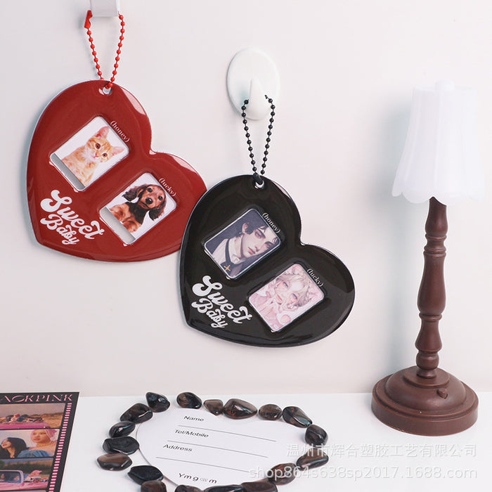 Wholesale PVC red black love card set id small card certificate photo clip key chain pendant