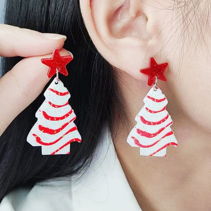 Wholesale Christmas Santa Hat Elk Dinosaur Acrylic Print Earrings JDC-ES-Chuya001