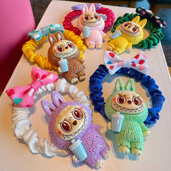 Wholesale 5pcs Cute bunny hair rope for women,  no damage to hair,  ponytail head rope,  high elasticity and durable hair ring,  cute rubber band headdress