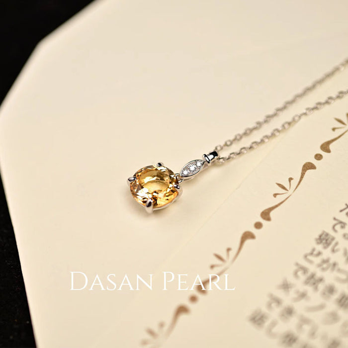Wholesale  necklace s925  silver citrine pendant  all-match clavicle chain