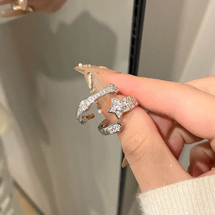 Wholesale Simple geometric cross opening ring, fashionable, niche, personalized, butterfly temperament, versatile, high-end feeling