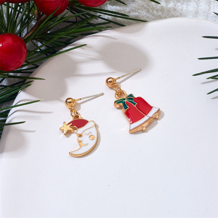 Wholesale Chic Christmas Earrings Deer Bell Santa Short Drop Metal Plated Jewelry Accessory
