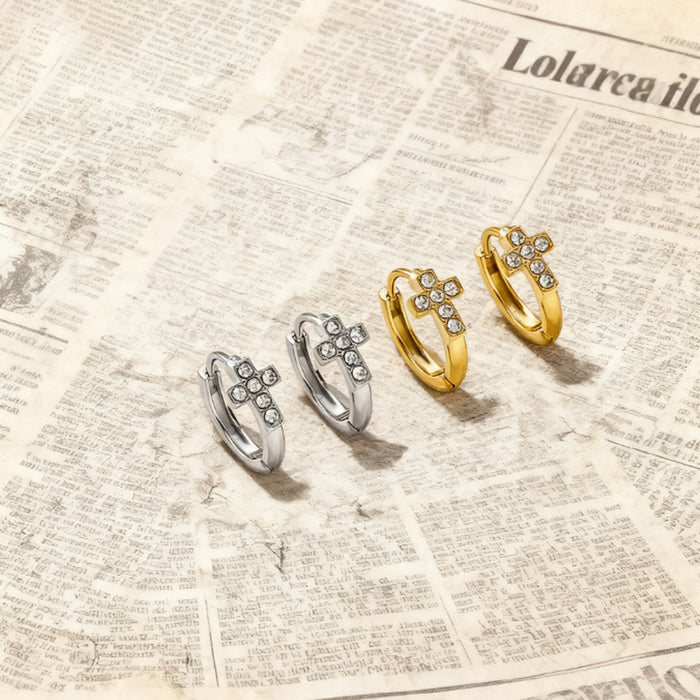 Wholesale Simple cross Titanium Steel earrings