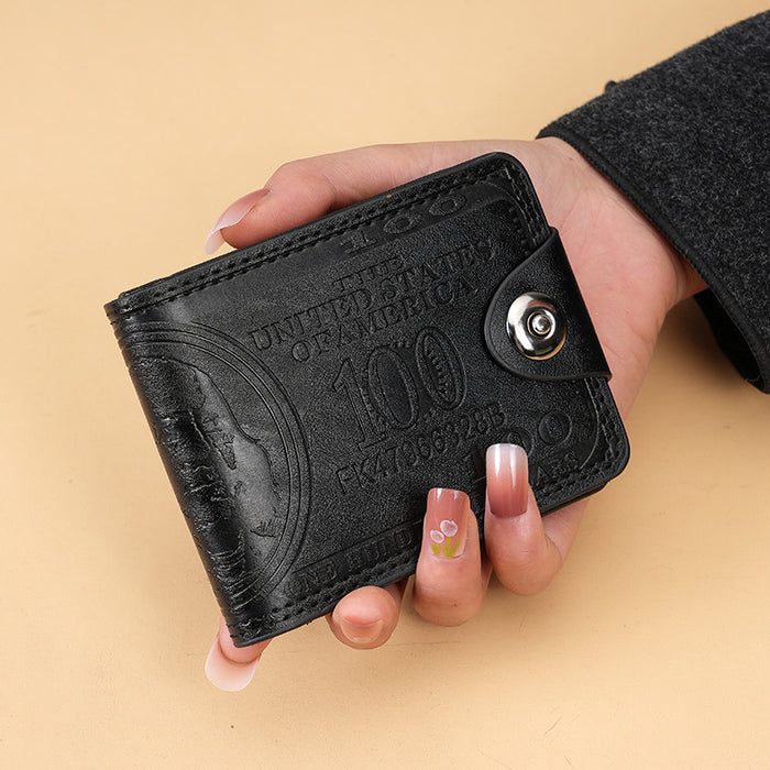Wholesale PU Leather Men' s Short Wallet Retro Embossed Casual Gift