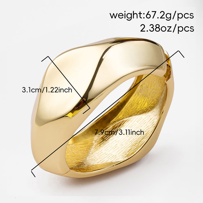 Wholesale Exaggerated jewelry, simple irregular glossy bracelet, personalized alloy round wide open bracelet