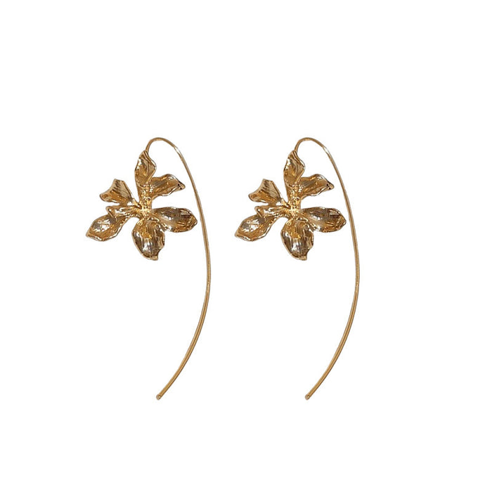 Wholesale Metallic Iris Flower Ear Hook Earrings Flower Earrings for Women