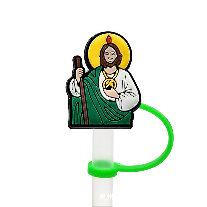 Wholesale Series Cartoon Straw Cover Straw Cap Silicone Dust Stopper Cute Anime Straw Decoration Cross border
