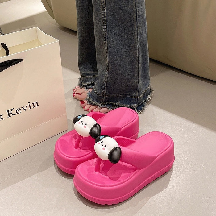 Wholesale anti odor non slip cute cartoon thick soled flip flops