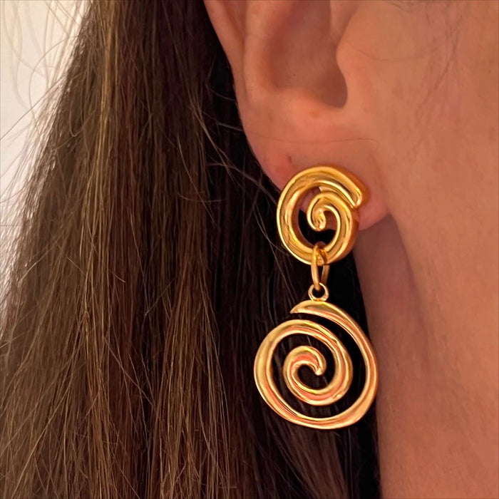 Wholesale Gold Plated Earrings stainless steel geometric spiral earrings