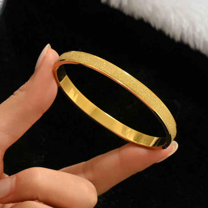 Wholesale Gold Tone Titanium Steel  Bangle Set With Rhinestone Row Trendy Jewelry Accessory For Party Or Everyday Gift