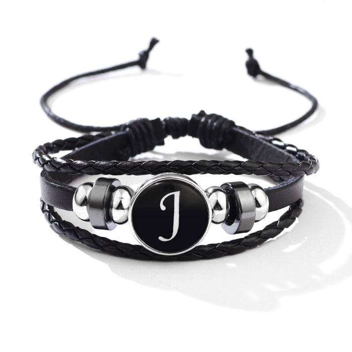 Wholesale 26 English Letters Leather Bracelet JDC-BT-QiN017