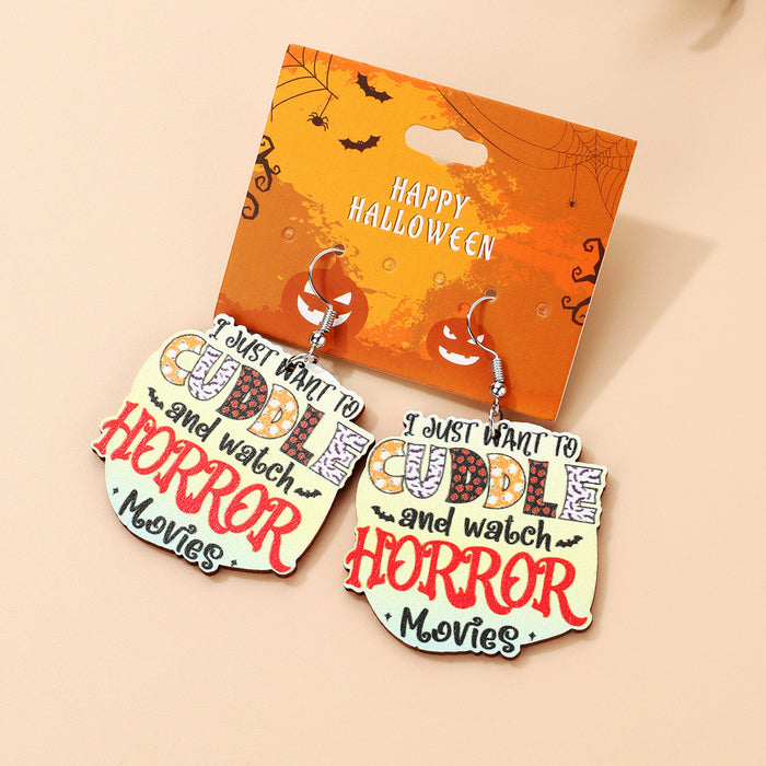 Wholesale  Earrings Ghost Bat Pumpkin Skull  Holiday Party Wooden Earrings