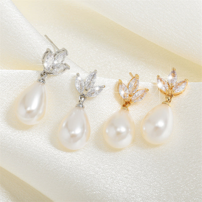 Wholesale Popular Design Trendy Pearl Zircon Earrings Personalized Simple Fashion Earrings Earrings Pendants