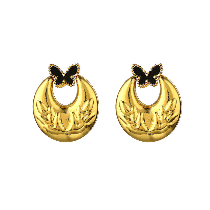 Wholesale Metal style butterfly earrings stainless steel geometry