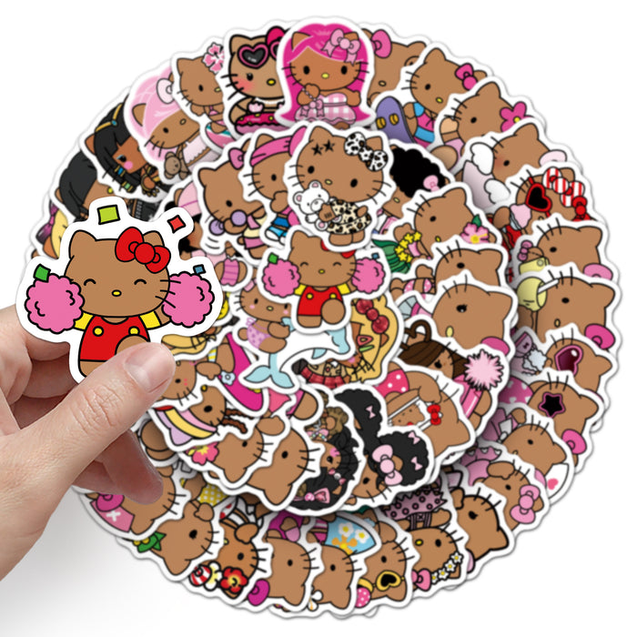 Wholesale 50pcs Black cat cartoon stickers cute personality decoration mobile phone case water cup stickers