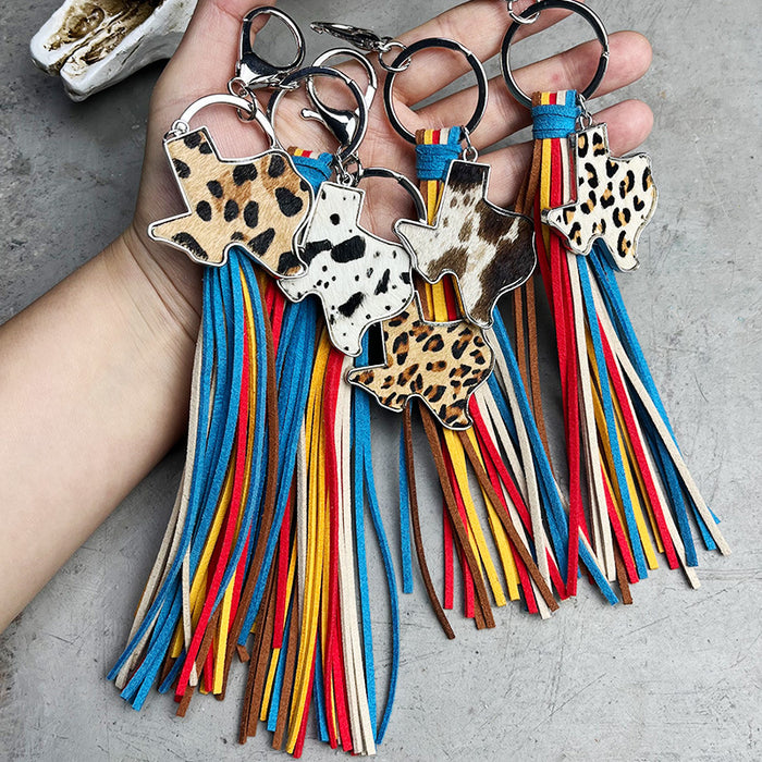 Wholesale 2pairs/pack Ethnic Color Long Tassel Keychain JDC-KC-HeYi020