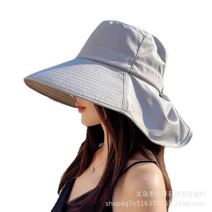 Wholesale Polyester Large Brim Shawl Leaky Ponytail Fisherman Hat JDC-FH-TunXun005