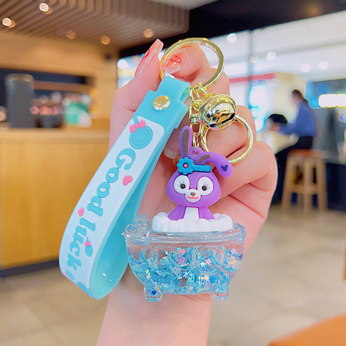 Wholesale Cartoon Acrylic Quicksand Bottle Oil Keychain JDC-KC-KuM014