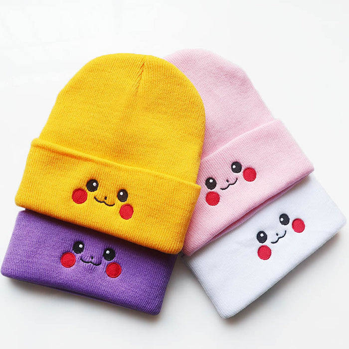 Wholesale Cartoon Cute Smiley Face Embroidery Acrylic Knitted Beanie JDC-FH-LvH015