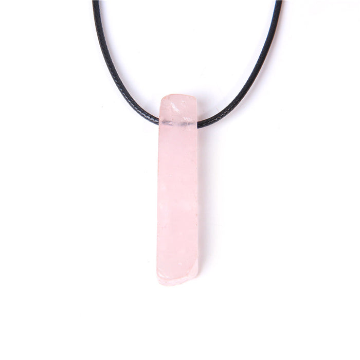 Wholesale Irregularly shaped raw stone flat tube pendant and stone bead necklace