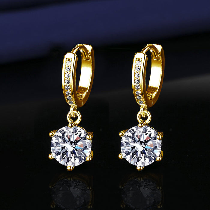 Wholesale Platinum Gold Tassel Earrings Six-Prong Imitation Moissanite Two Carat for Women Everyday Fashion Accessory