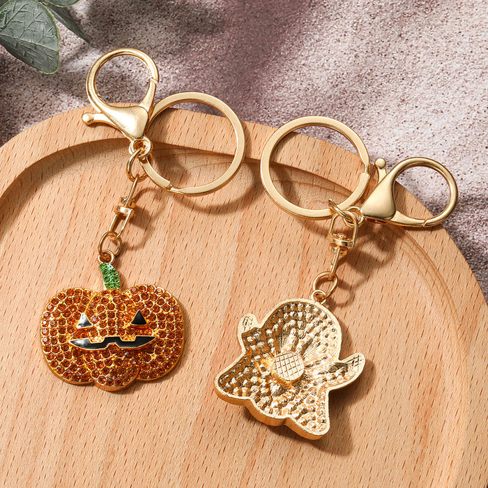 Wholesale Zinc Alloy Rhinestone  Keychain Pumpkin Ghost Design for Party Gift and Fashion Accessory