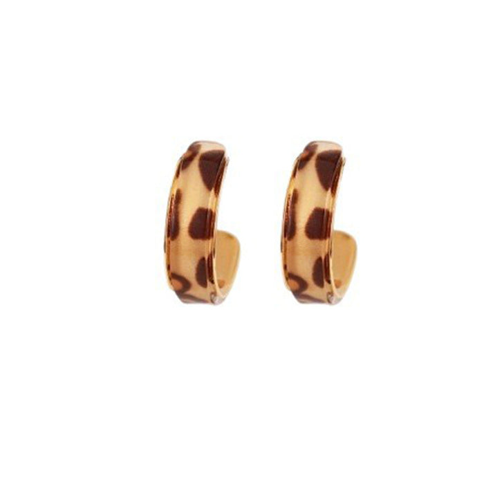 Wholesale Exaggerated Face-Slimming Leopard print Hoop Earrings