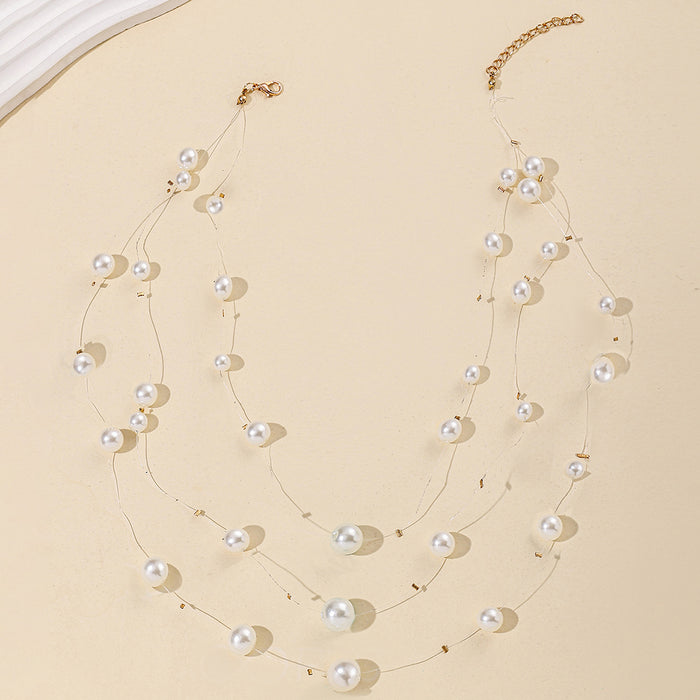 Wholesale Fashion accessories, light luxury, pearl tassel necklace, versatile, layered sweater chain, neck chain