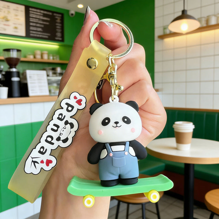 Wholesale Silicone PVC Panda Keychain Cute Red Panda Dressed for Car Key Bag Gift Decorative Accessory MOQ≥2