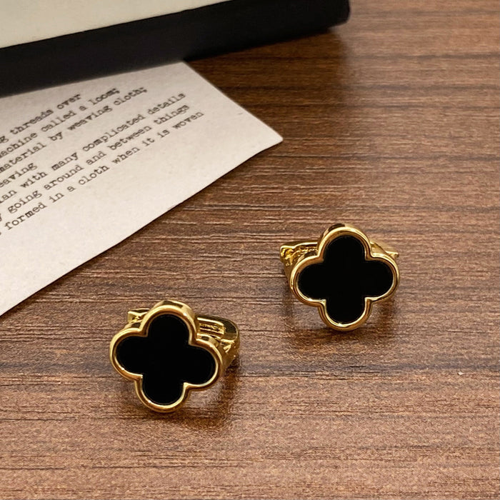Wholesale Black Lucky Flower Small and Exquisite Stud Earrings