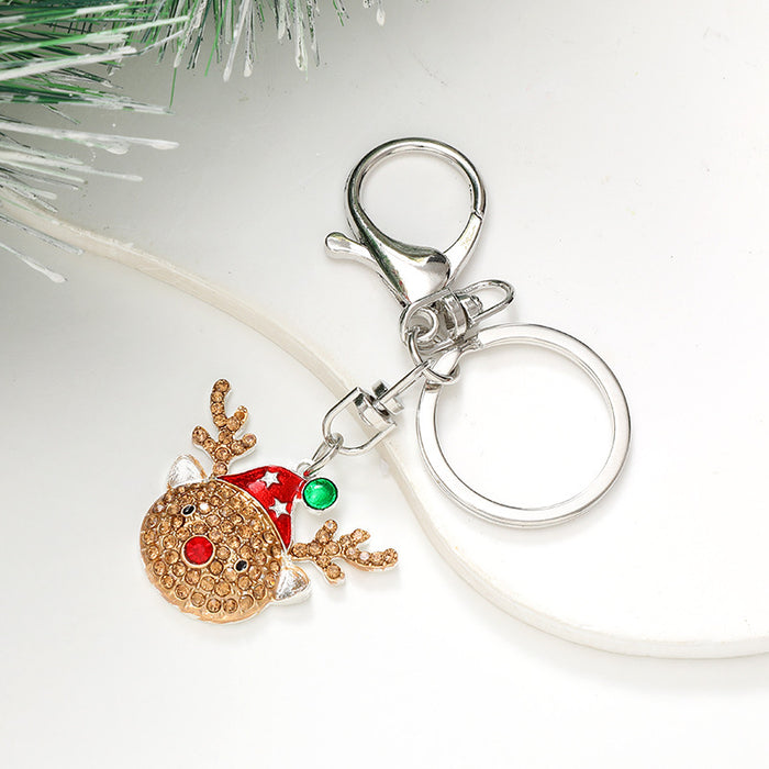 Wholesale Electroplated Metal Christmas Keychain – Gold  Pendant Gift Bag Charm