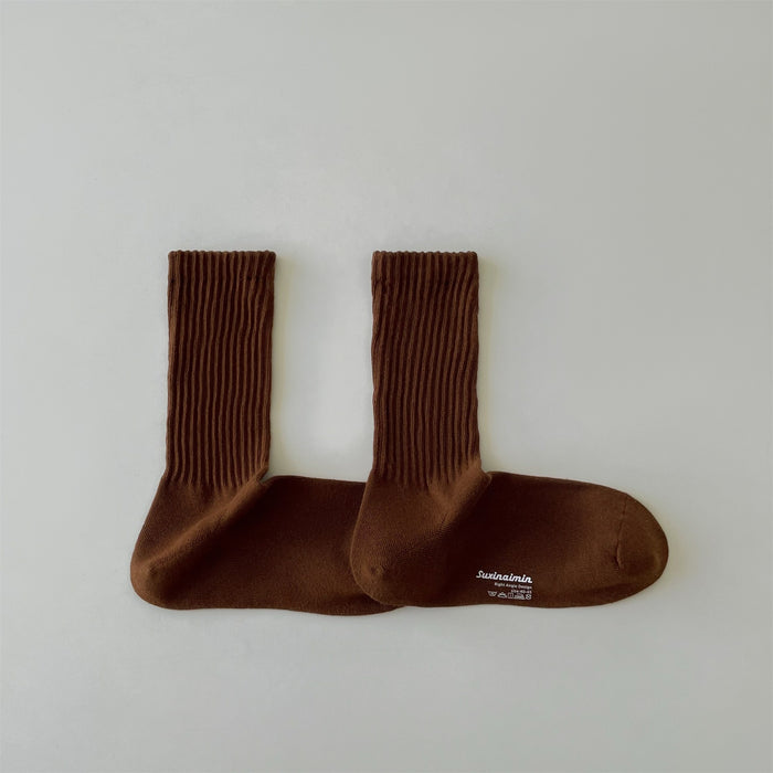 Wholesale Socks Solid color Vertical stripe Middle tube Socks Sports Socks Anti odor and Sweating Cotton Socks Right angle Socks
