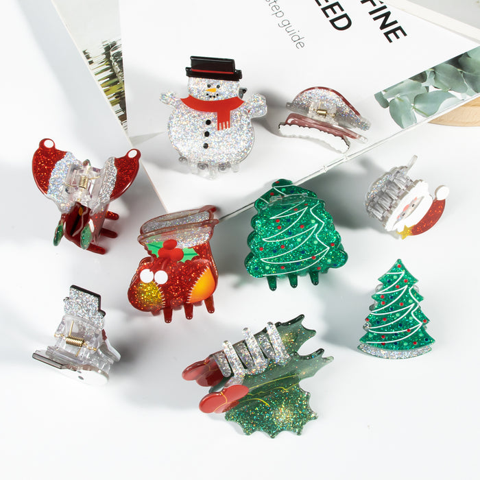 Wholesale Snowman  Christmas Tree Shoes Christmas Hat  Christmas Clip Hair Clip Cute Cartoon