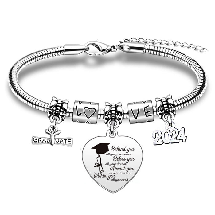 Wholesale Class of 2024 Stainless Steel Engraving Graduation Gift Bracelet JDC-BT-XKa001