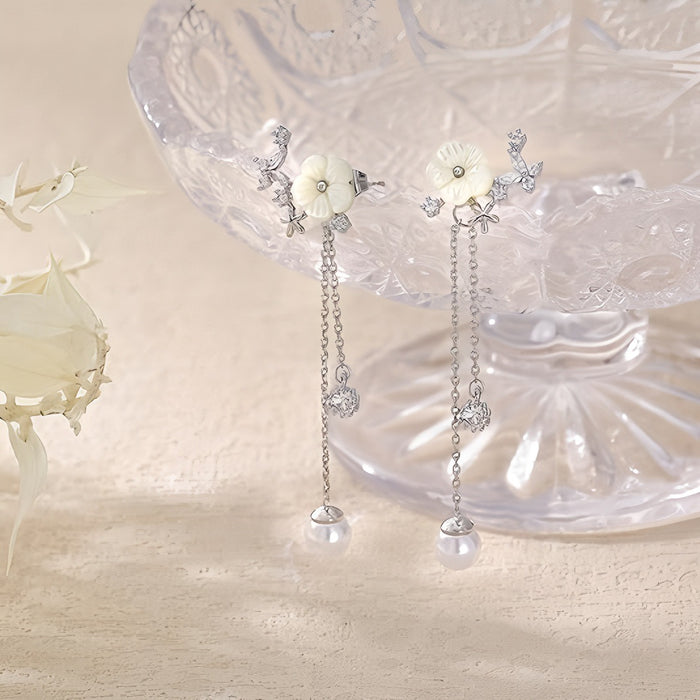 Wholesale Light luxury long chain imitation pearl earrings for wearing ear accessories