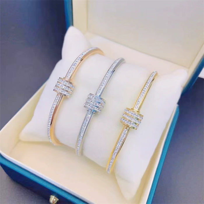 Wholesale Stainless Steel Diamond Gold Plated Bracelet JDC-BT-HongS002