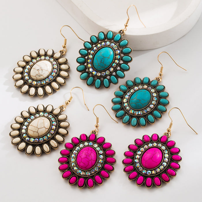 Wholesale Ethnic Style Turquoise Retro Creative Earrings