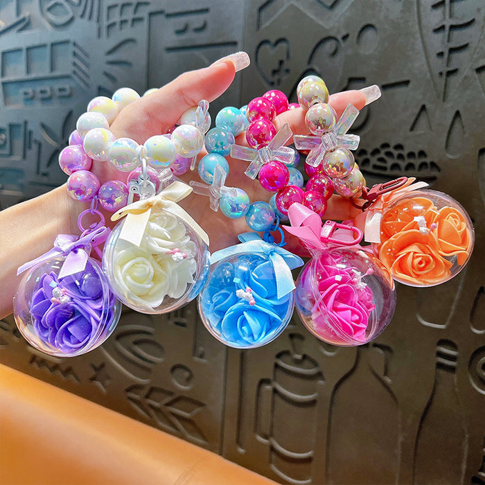 Wholesale Acrylic Everlasting Flower Beaded Keychain JDC-KC-YanG073