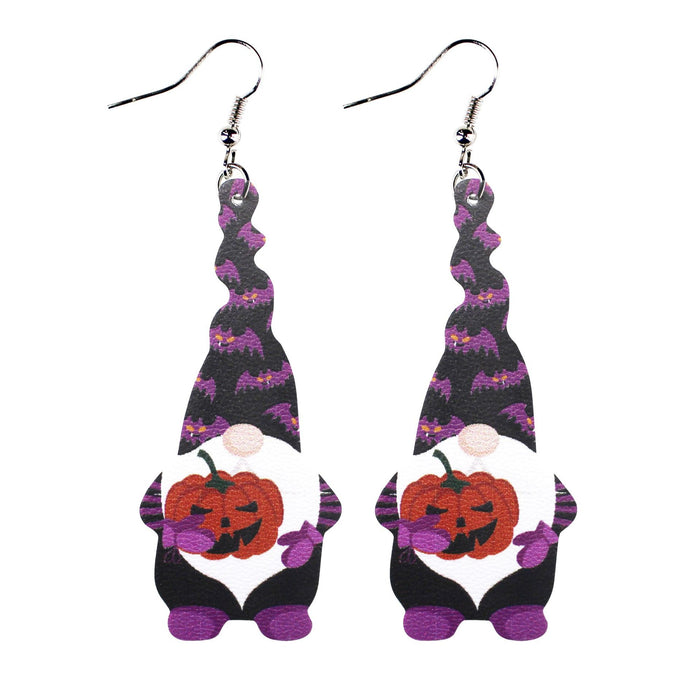 Wholesale Halloween Leather Earrings Pumpkin Leaf Holiday Decoration