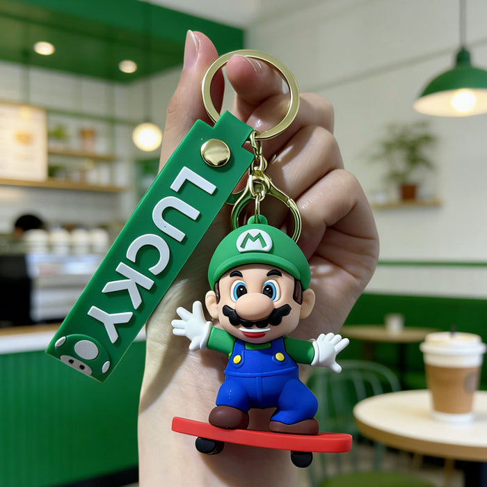Wholesale Silicone PVC Keychain Skateboard Cartoon Design Bag Charm Gift MOQ≥2