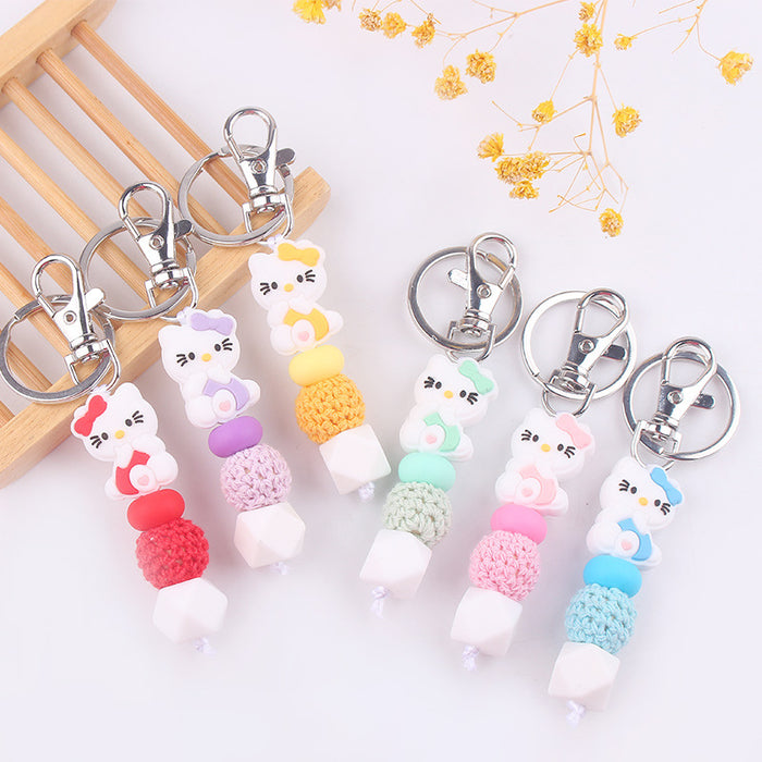 Wholesale Cartoon Silicone Beads Keychain JDC-KC-GuangTian036